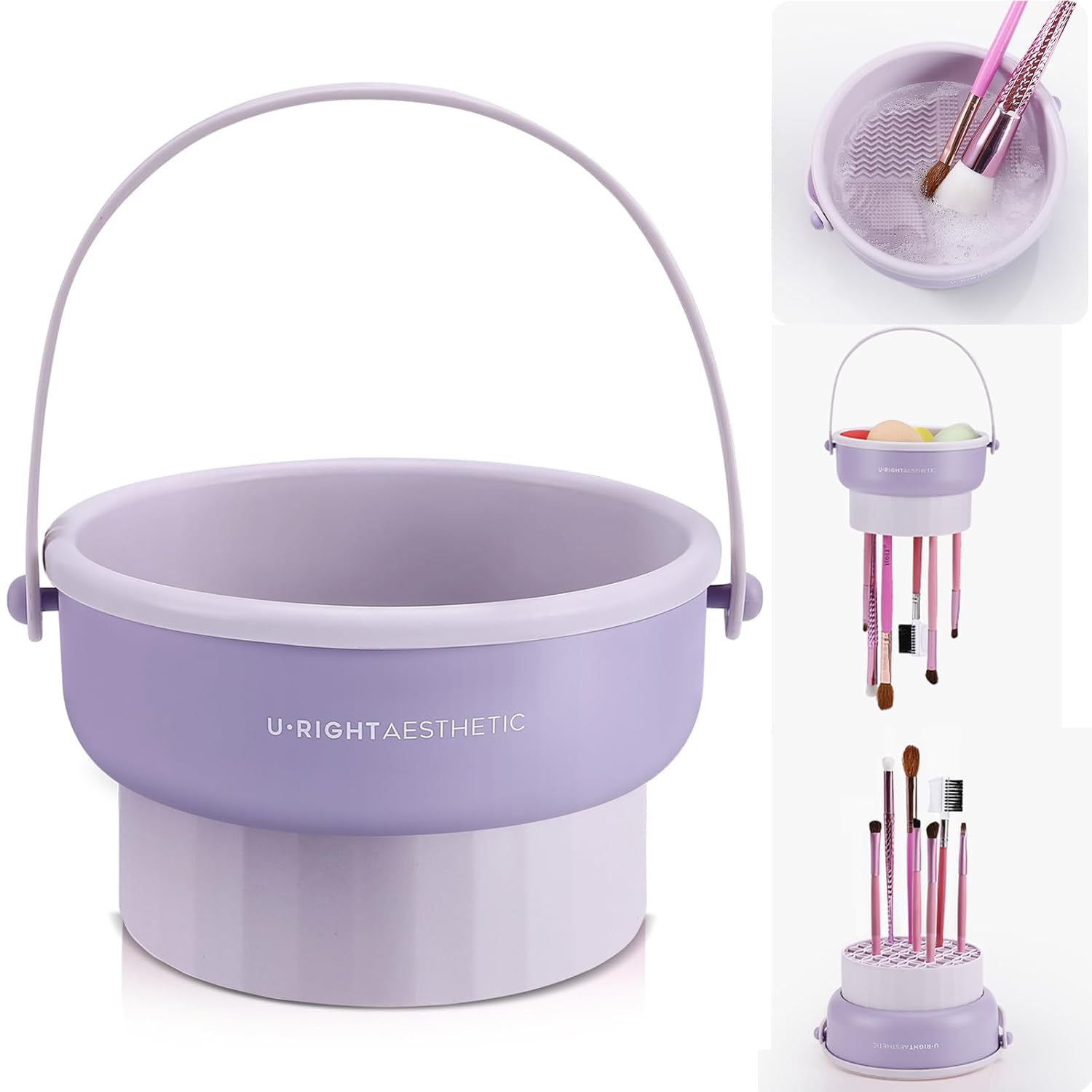 GlowNest | 3 in 1 Silicone Makeup Brush Cleaner Bowl