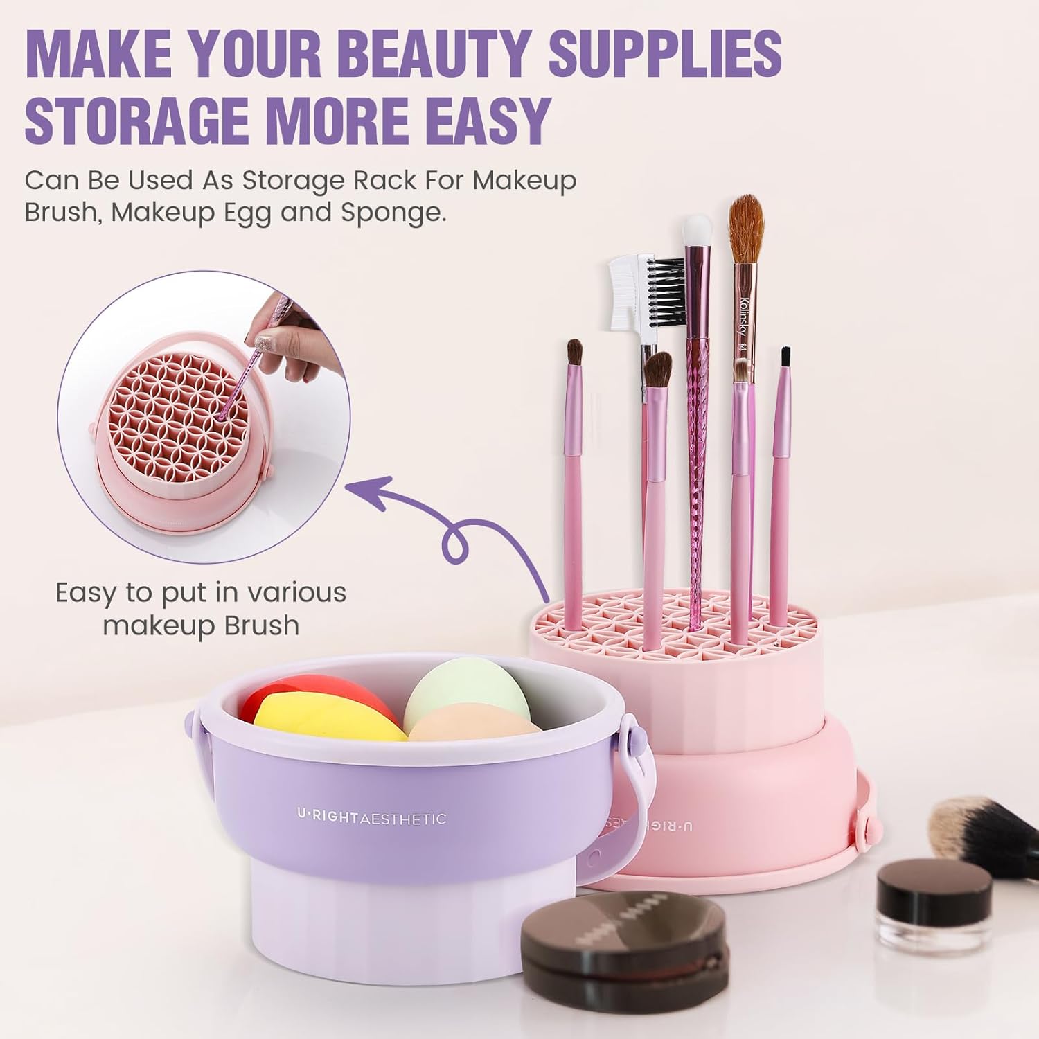 GlowNest | 3 in 1 Silicone Makeup Brush Cleaner Bowl