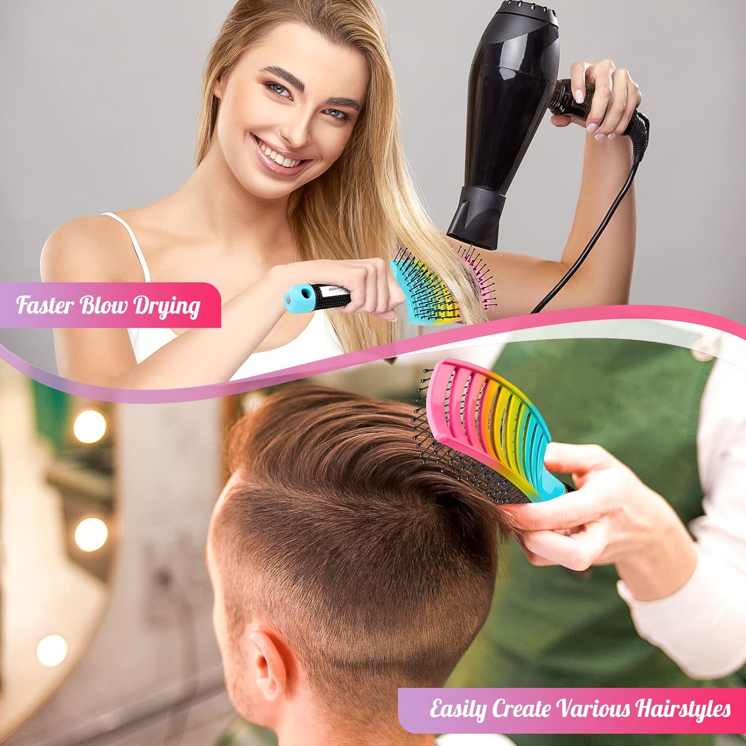 Ventura | Professional curved, ventilated hairbrush for faster blow-drying