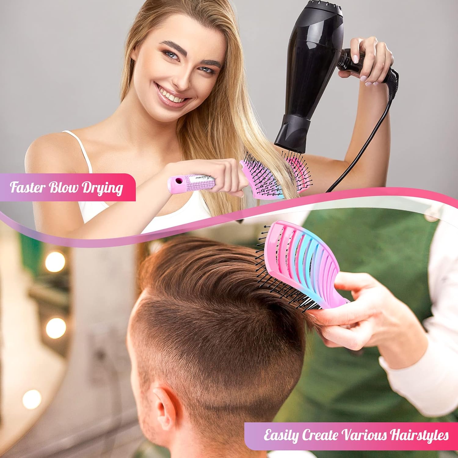 Ventura | Professional curved, ventilated hairbrush for faster blow-drying