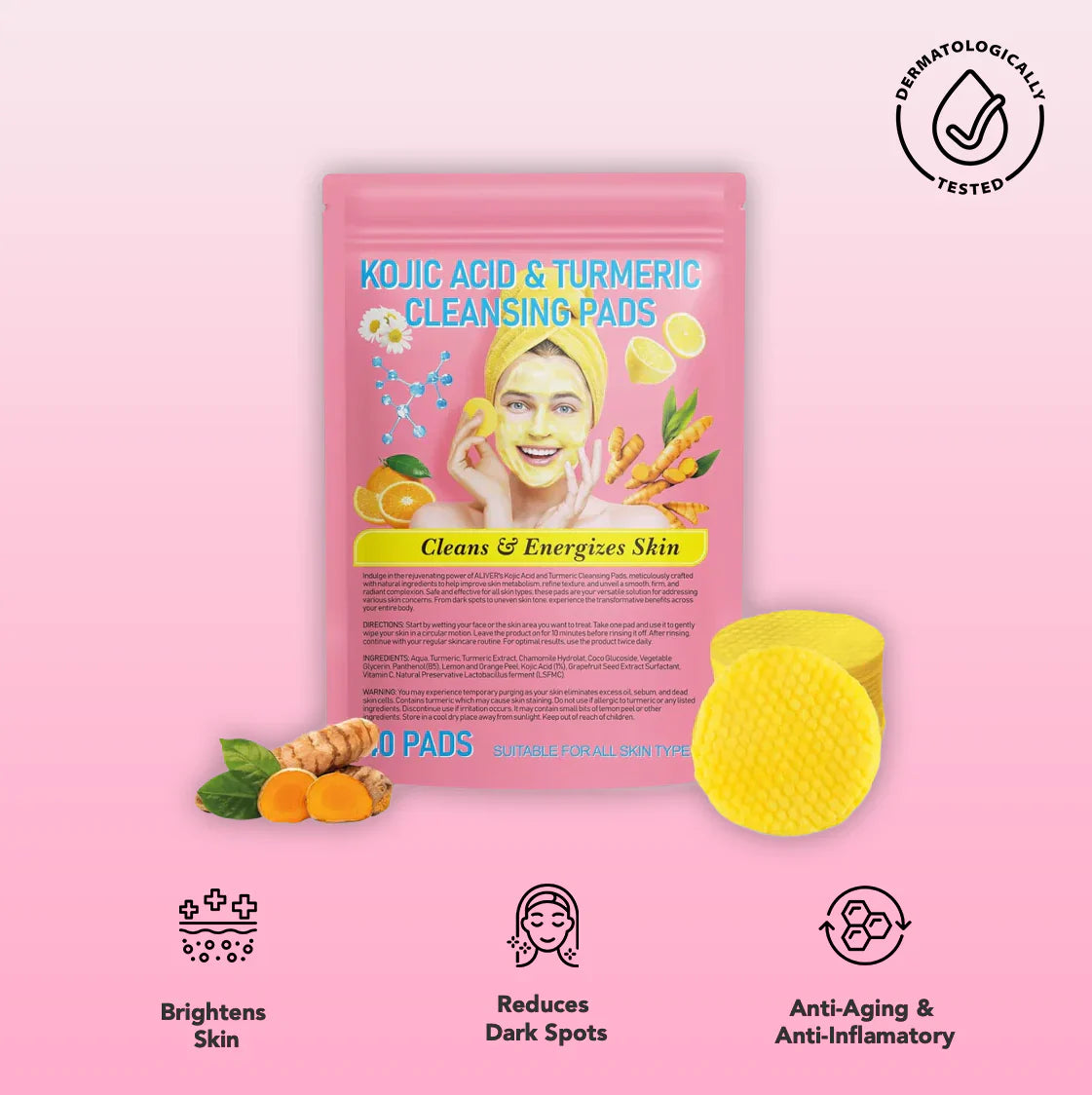 Kojimeric | Brightening Turmeric & Kojic Acid Pads | 40 Pads
